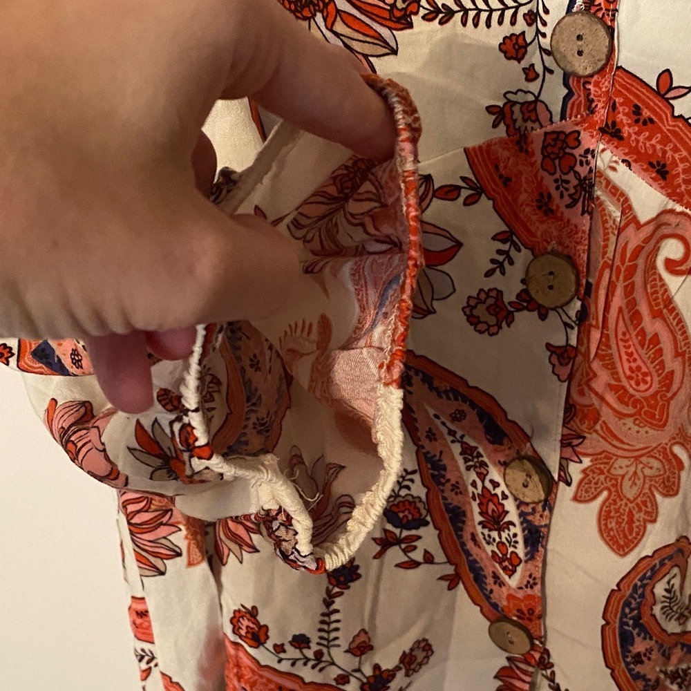 Unique Spectrum Floral Paisley Blouse - Red and Cream - Picture 3 of 6
